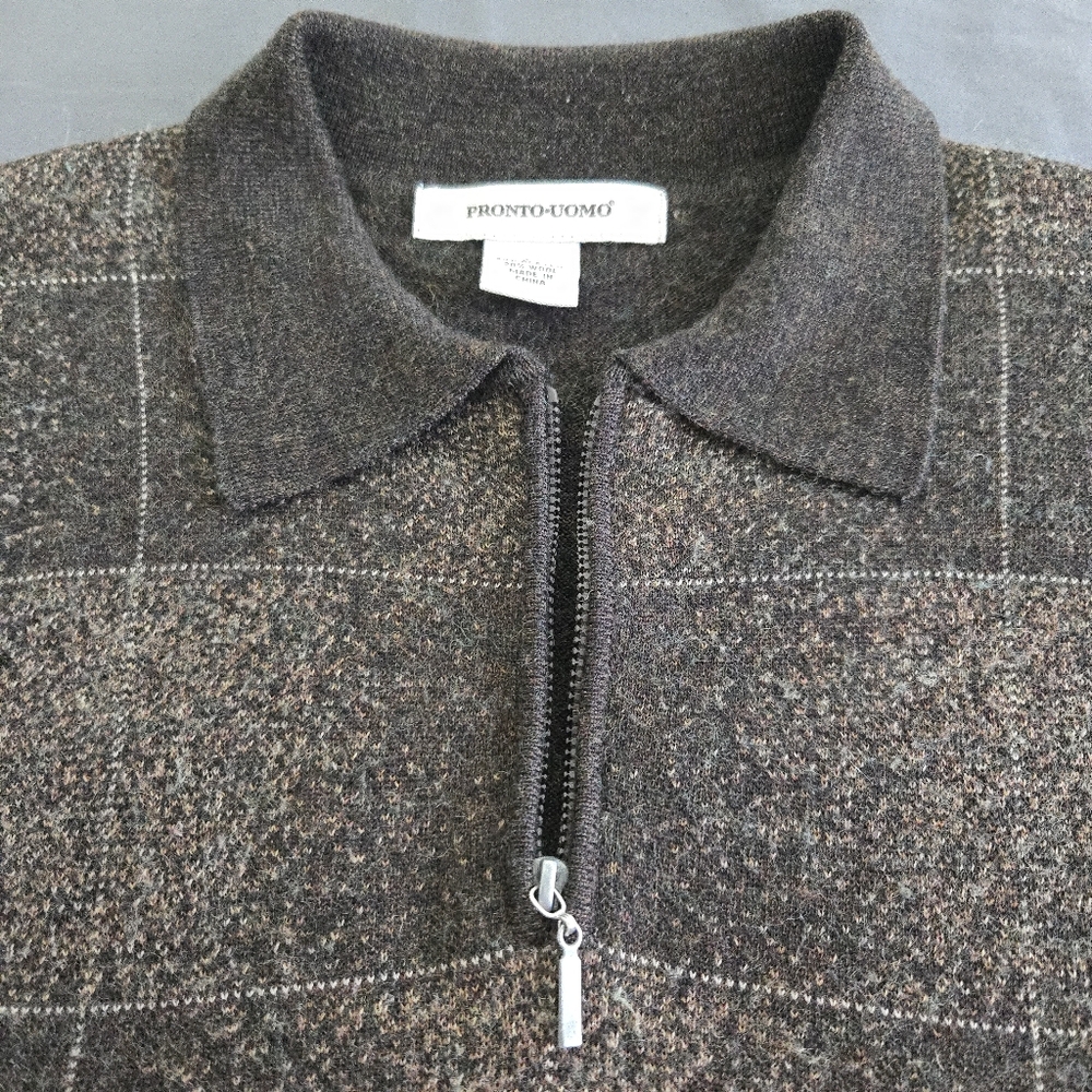 Pronto Uomo L‎ Men's Brown 1/4 Zip Sweater